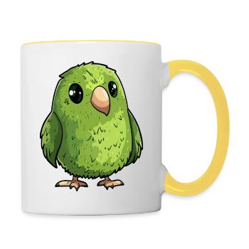 kleiner Kakapo aus Neuseeland - Tasse zweifarbig - Weiß/Gelb - Rechts