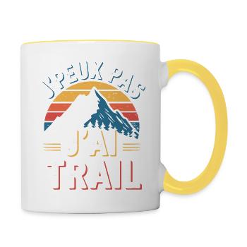 J'peux pas, j'ai trail - Mug contrasté - blanc/jaune - Droite