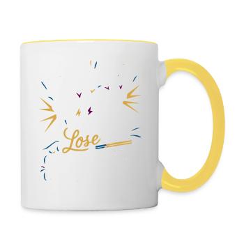 Prends le risque ou perds ta chance - Mug contrasté - blanc/jaune - Droite