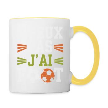 J'peux pas j'ai foot - Mug contrasté - blanc/jaune - Droite