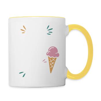 Les glaces, c'est la vie - Mug contrasté - blanc/jaune - Droite