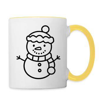 Sneeuwpop - Mok tweekleurig - wit/geel - Rechts