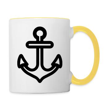 Anker - Tasse zweifarbig - Weiß/Gelb - Rechts