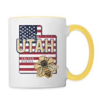 Utah États-Unis Carte États-Unis Vintage - Mug contrasté - blanc/jaune - Droite