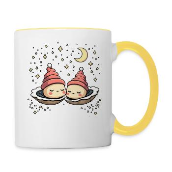 Offizielles Schlafshirt Pärchen Austern - Tasse zweifarbig - Weiß/Gelb - Rechts