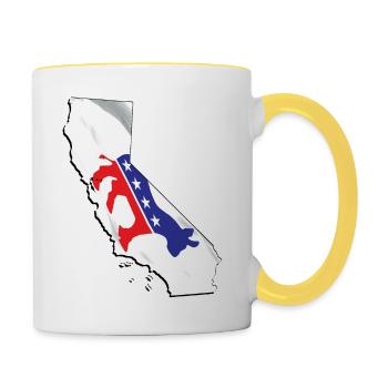 Democrat Flag in California State Landkarte - Tasse zweifarbig - Weiß/Gelb - Rechts