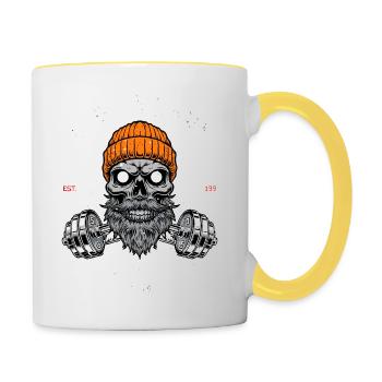 Heben Sie schwer - Tasse zweifarbig - Weiß/Gelb - Rechts