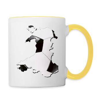 Wales map frames real football - Contrasting Mug - white/yellow - Right
