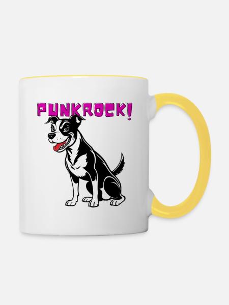Punkrock Hund - Tasse zweifarbig - Weiß/Gelb