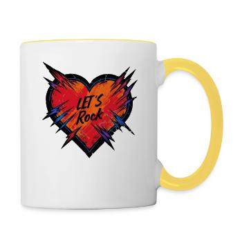 Coeur - Lets Rock - Saint-Valentin, Amitié - Mug contrasté - blanc/jaune - Droite