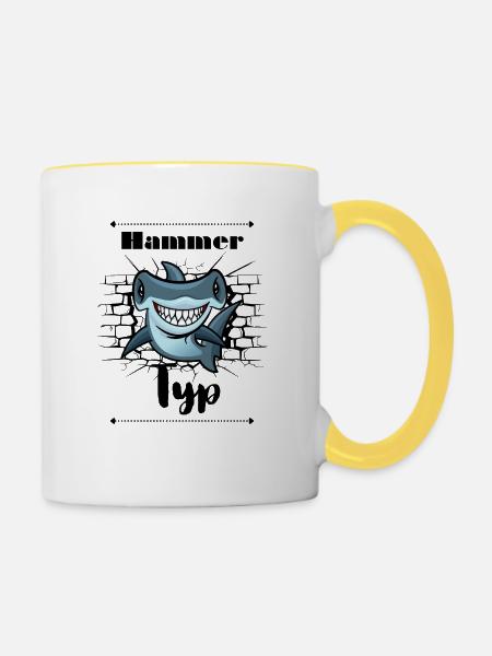 Hammer Typ - Tasse zweifarbig - Weiß/Gelb
