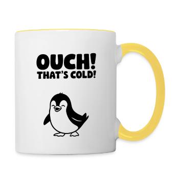 Au! Das ist kalt! - Tasse zweifarbig - Weiß/Gelb - Rechts