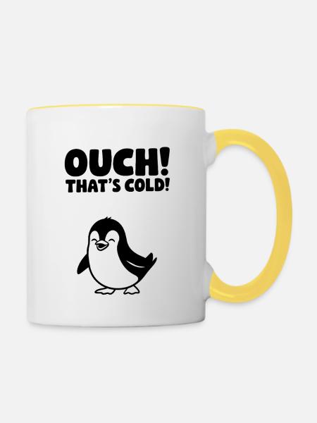 Au! Das ist kalt! - Tasse zweifarbig - Weiß/Gelb