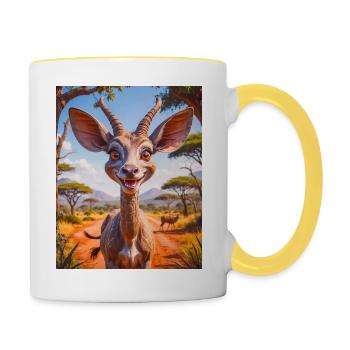super süße afrikanische Tiere – Kudu - Tasse zweifarbig - Weiß/Gelb - Rechts