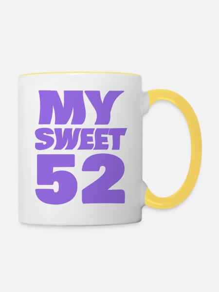 Alter 52 - Tasse zweifarbig - Weiß/Gelb