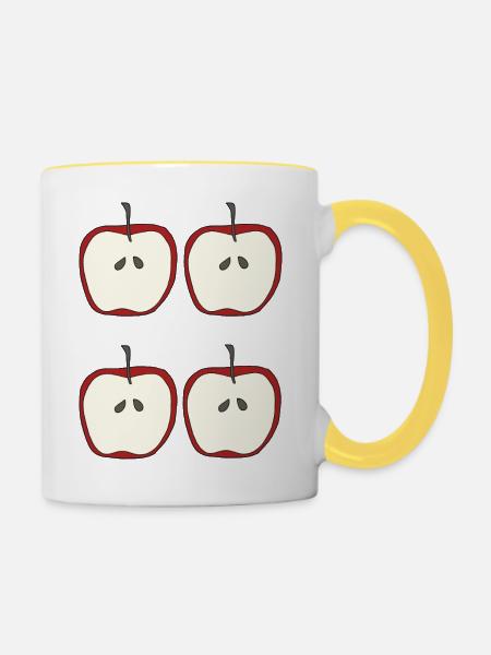 apfel 4fach - Tasse zweifarbig - Weiß/Gelb