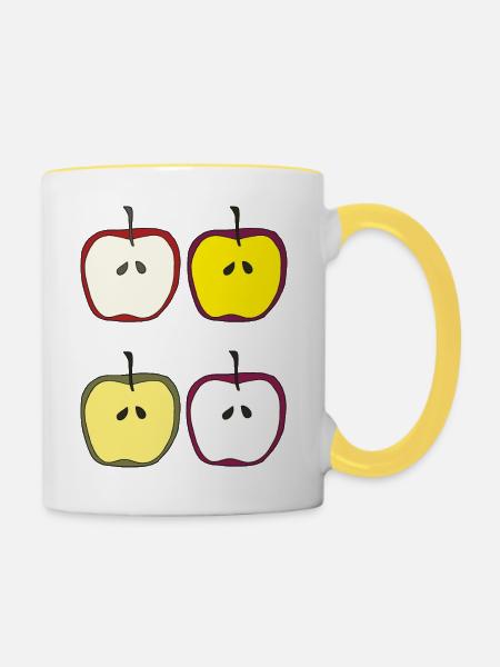 Äpfel bunt - Tasse zweifarbig - Weiß/Gelb