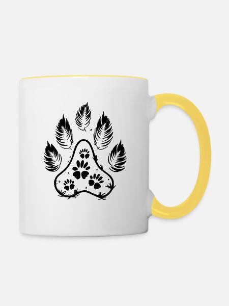 Pfötchen - Tasse zweifarbig - Weiß/Gelb