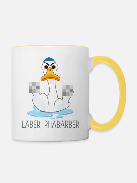 Laber Rhabarber lustige Sprüche - Tasse zweifarbig - Weiß/Gelb
