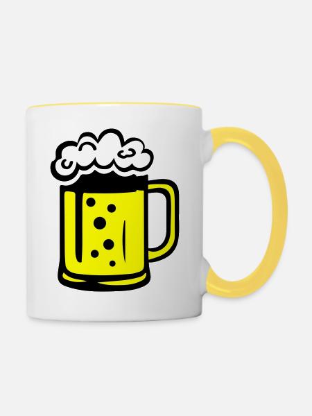 Bier Comic - Tasse zweifarbig - Weiß/Gelb