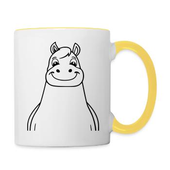 cheval heureux comme illustration vectorielle - Mug contrasté - blanc/jaune - Droite