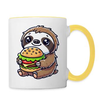 Burger paresseux - Mug contrasté - blanc/jaune - Droite