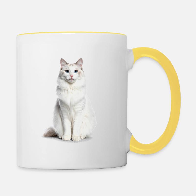 White Beautiful Cat – Édition Good Pet - Mug contrasté - blanc/jaune