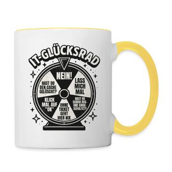 Support informatique Roue de la fortune Service Desk d’assistance informatique - Mug contrasté - blanc/jaune - Droite