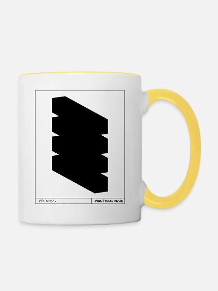 Poster für Industrierock - Tasse zweifarbig - Weiß/Gelb