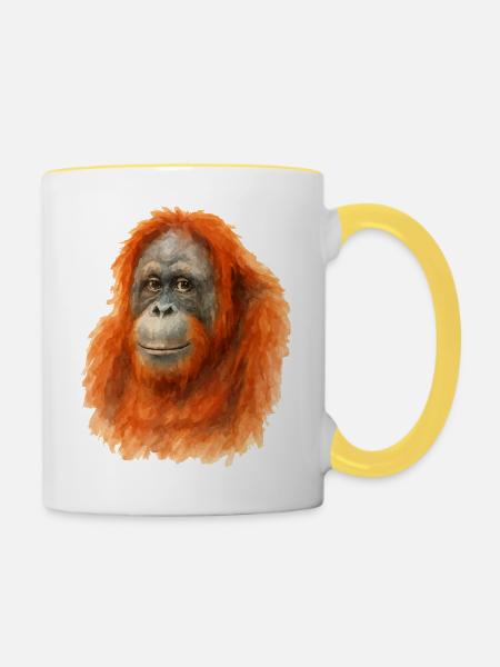 orang utan - Tasse zweifarbig - Weiß/Gelb