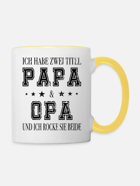 Ich bin Papa und Opa - Tasse zweifarbig - Weiß/Gelb