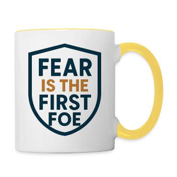 Fear Is the First Foe Shield Design - Contrasting Mug - white/yellow - Right