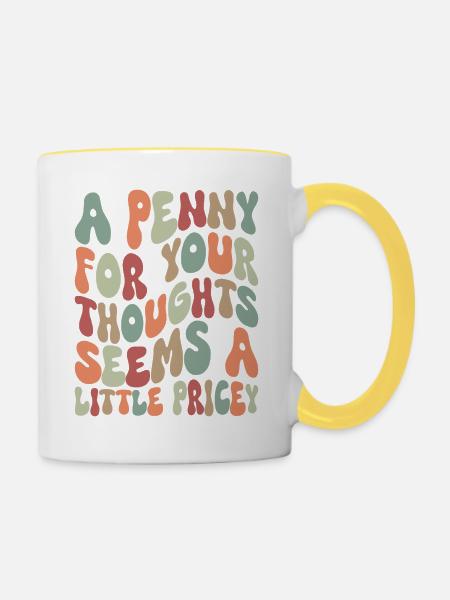 A Penny For Your Thoughts - Tasse zweifarbig - Weiß/Gelb