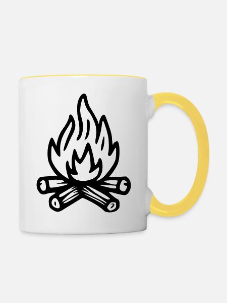Lagerfeuer - Tasse zweifarbig - Weiß/Gelb