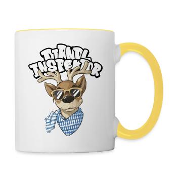 Chemise traditionnelle Dirndl Inspector de renne - Mug contrasté - blanc/jaune - Droite