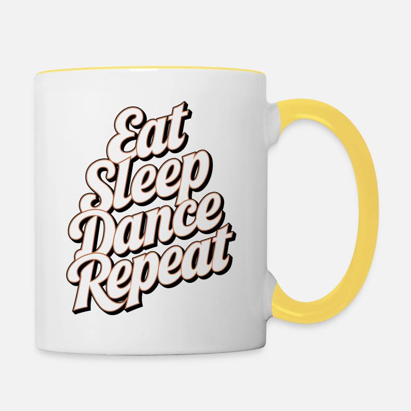 Texte de répétition de SleepDance de motivation - Mug contrasté - blanc/jaune