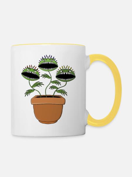 Lebendige fleischfressende Pflanze Illustration - Tasse zweifarbig - Weiß/Gelb