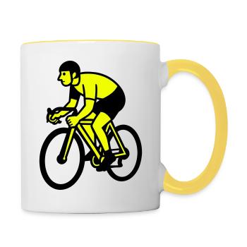 Neon Wheel Silhouette Cyclist - Contrasting Mug - white/yellow - Right