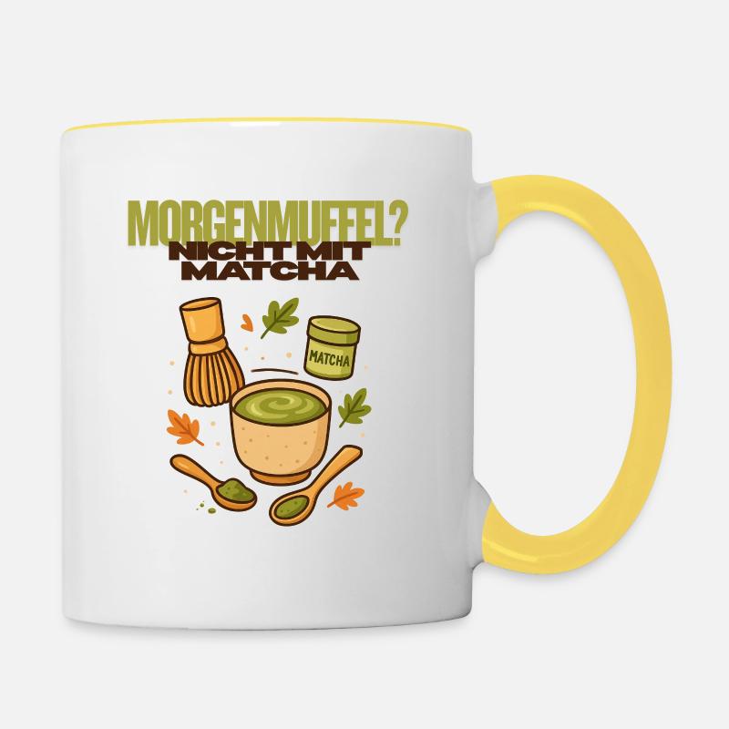 Petit-déjeuner matinal grouch coffee matcha cup - Mug contrasté - blanc/jaune