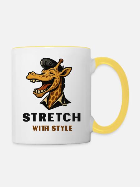 Stretch with Style – Coole Giraffe - Tasse zweifarbig - Weiß/Gelb