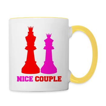 Royal Pair of Chess Pieces - Contrasting Mug - white/yellow - Right