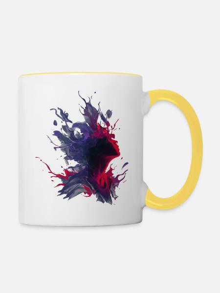 Passion_and_Shadow_Splash - Tasse zweifarbig - Weiß/Gelb