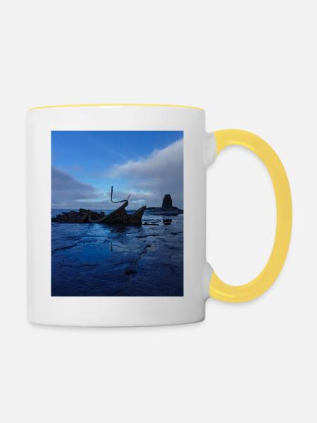 Schiffbruch - Tasse zweifarbig - Weiß/Gelb