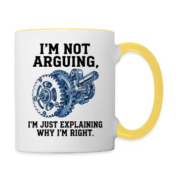 Ne pas argumenter, juste expliquer pourquoi j’ai raison - Mug contrasté - blanc/jaune - Droite