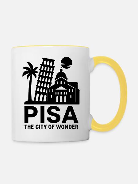 pisa italien - Tasse zweifarbig - Weiß/Gelb