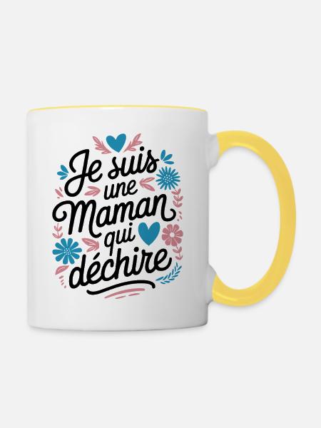 Ich bin eine Killer-Mutter - Tasse zweifarbig - Weiß/Gelb