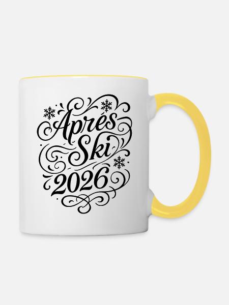 Apres Ski 2026 - Tasse zweifarbig - Weiß/Gelb