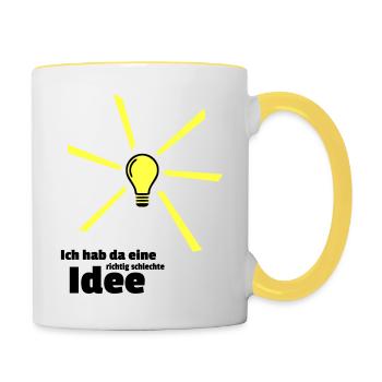 schlechte Idee - Tasse zweifarbig - Weiß/Gelb - Rechts