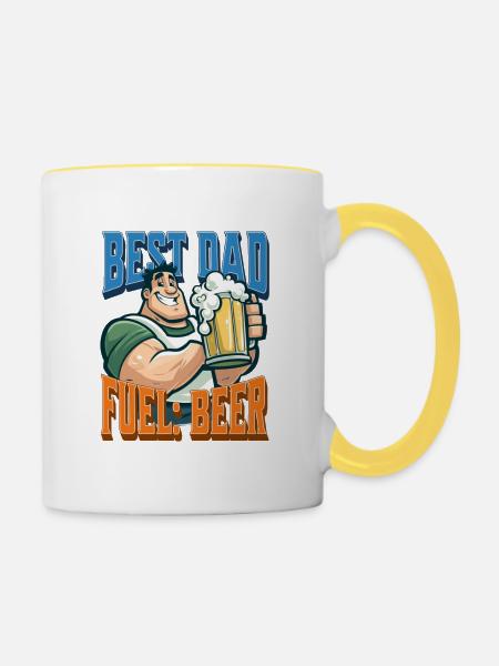 Bester Papa-Brennstoff: Bier - Tasse zweifarbig - Weiß/Gelb