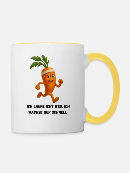 Flitzender Karottenheld - Tasse zweifarbig - Weiß/Gelb